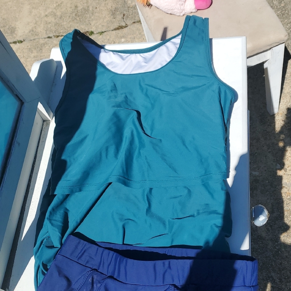 Latched Mama Blue Two Piece Nursing Swim Suit